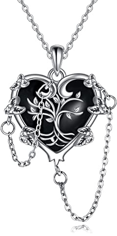 YAFEINI Lebensbaum Kette Sterling Silber Lebensbaum Anhänger Hexenherz Halskette Baum des Lebens Schmuck Geschenke Damen