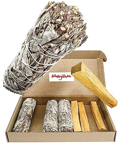 Majillux 4 Palo Santo aus Peru und 4 Weiße Salbei aus Kalifornien - Premium Räucherwerk-Set zur energetischen Reinigung