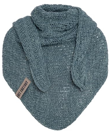 KNIT FACTORY - Dreiecksschal Sally - Damen Strickschal mit Wolle - Grob gestrickten Schal - Hochwertige Qualität - XXL Schal - 220x85 cm