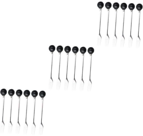 BESTonZON 18pcs Stainless Steel Mini Forks Dessert Spoon Espresso Spoons Ceramic Handle Home Tableware