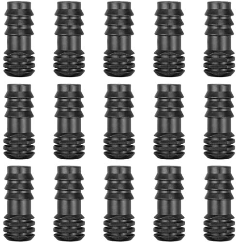 JOYPRO Tropfbewässerungsarmaturen für 1,27 cm Bewässerungsschläuche (1,5 cm - 1,6 cm Außendurchmesser), 15 Stück Endstopfen mit Widerhaken, Endkappen aus Kunststoff für 1,27 cm