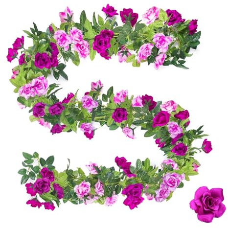 MytaYt Paquete de 2 guirnaldas de rosas artificiales de 8 pies para decoración de bodas
