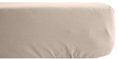 Drap Housse uni 160x200 cm Percale MANOIR Beige Lin Bonnet 35