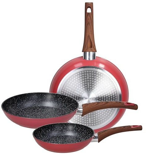 Tognana, Rose Salt, Set 3 padelle 20/24/28 cm, alluminio, rosa