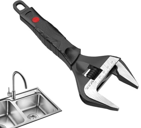 Generisch Grande clé demi-lune, clé demi-lune, clé sanitaire, outil en acier inoxydable | Outil de clé d'évier de cuisine, clé de commutation, clé à outils d'évier pour la maison, le garage