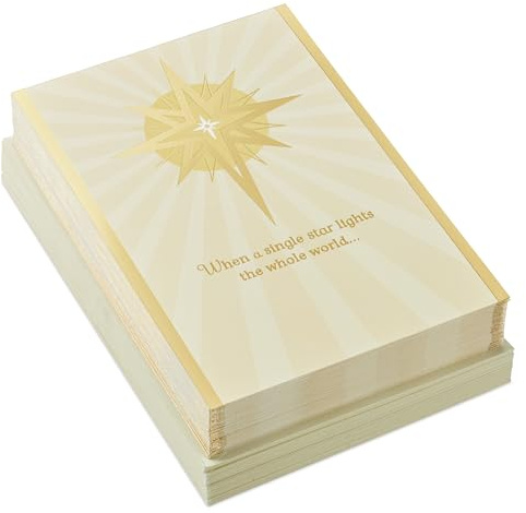 Hallmark Biglietti di Natale religiosi in scatola, stelle dorate (40 biglietti e 40 buste) benedizioni della stagione sacra