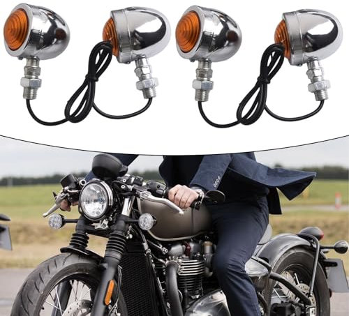 SPORTARC Clignotants pour moto, clignotants en métal chromé pour Chopper, compatibilité disponible