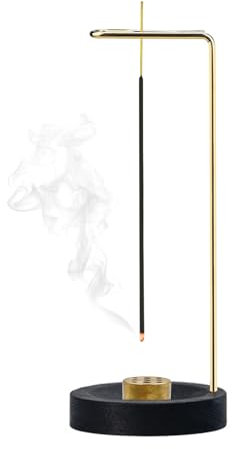 2-in-1 Räucherstäbchenhalter Räucherstäbchen Halter Holz Basis Modernes Design 9 Loch Räuchergefäß und Räucherstäbchen Halterung für Yoga Meditation Home Office Deko (Schwarz)