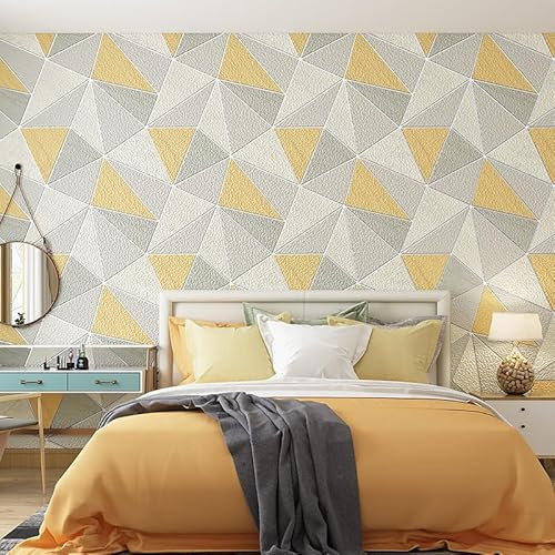 Tapeten Vliestapete Gelbe Geometrie Moderne 3D Tapete Wohnzimmer Tv Sofa Hintergrund,Vliestapete Küchentapeten,Tapete Schlafzimmer,Tapete Flur 10mx0.53m