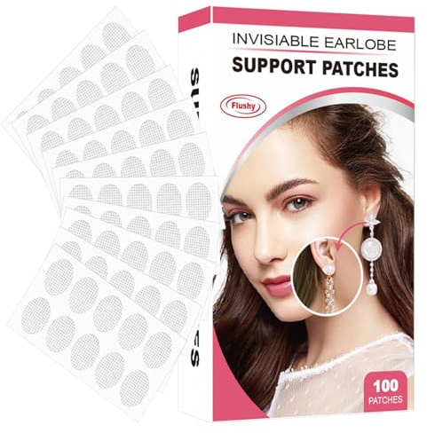 Parches de soporte para pendientes – Parches de soporte de lóbulo de aretes | Protectores invisibles para lóbulos de oreja para aretes pesados, soporte de oreja, 100 piezas/200 parches protectores de