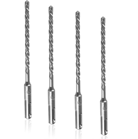 4 Stück SDS Bohrer, SDS Plus Bohrer 6mm x 160mm Betonbohrer Steinbohrer mit 4 Hartmetall Schneiden Hammerbohrer Ideal zum Bohren in Stein Beton Naturstein Ziegelmauer