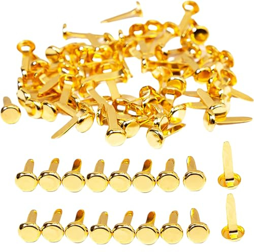 100 Stück Goldene Musterbeutelklammern,Briefklammern,Klammern Metall Rundkopfklammern,Brads Musterklammern für Scrapbooking,Bastelklammern,Büro,Schule,Papier Verschlüsse und Handwerk DIY Projekte