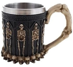 LP Divertissements Lot de 6 - Chope de bière squelette avec anse os 14x11cm