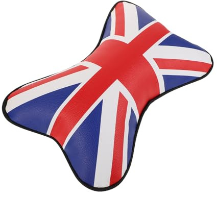 MAGICLULU Auto Nackenkissen mit Britischem Flaggenmuster aus Kunstleder und Pp Ergonomisch Gestaltetes für Komfortable Unterstützung während Fahrt und Hause