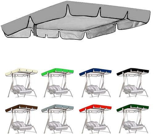 Tettuccio di Ricambio da Giardino Telo per Altalena Tetto di Ricambio per Dondolo da Giardin Impermeabile,Copertura per Tenda da Giardino 2/3 Posti (Size:195 * 125 * 15cm,Color:Grigio)