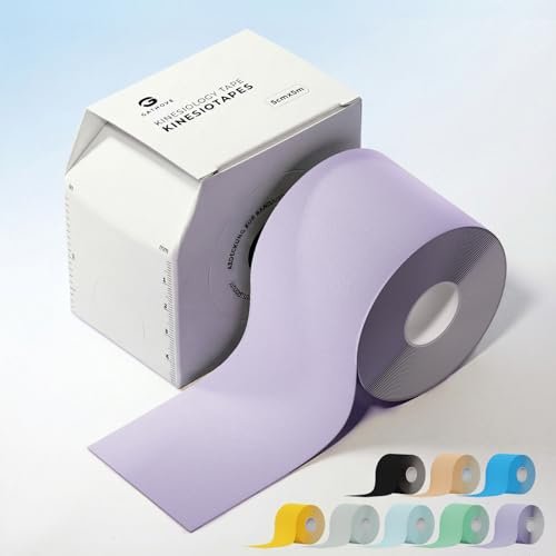 Kinesiotapes 3 Rollen Flieder 5cm × 5m mit praktischer Aufbewahrungsbox | Profi Sporttape für Gelenk und Muskelunterstützung, Hoch elastisch Latexfreies&Starke Wasserdichtigkeit