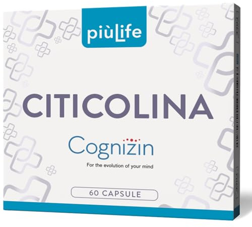 Citicolina Cognizin 500 mg PiùLife – Integratore Memoria e Concentrazione – CDP Colina, Precursore di Fosfatidilcolina e Acetilcolina – 2 Capsule al Giorno, Lactose Free, Gluten Free