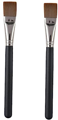 VINTORKY Pennello Setole in Fibra Artificiale 2 Pezzi e Manico in Legno, Design Ergonomico e Impugnatura Confortevole per Applicazione Professionale per Fondotinta e Maschera Viso