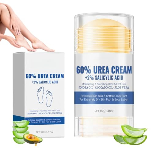 Urea Creme 60 Prozent Fusscreme für Sehr Trockene Füsse - Anti-Cracking Creme, Intensive Hydration,Schutz für Trockene, Rissige Haut,Schnell Einziehend an Füßen, Fersen, Händen, Ellenbogen,Knien (1)