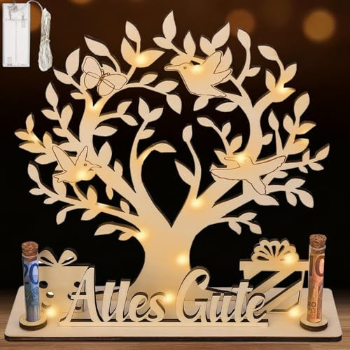 Zhihuistar Geldbaum Geldgeschenke Geburtstag aus Holz, Lebensbaum Deko, Geldgeschenk Hochzei, Personalisierte Geburtstagsgeschenk, Geldgeschenke Verpackung für Männer Frauen Brautpaar