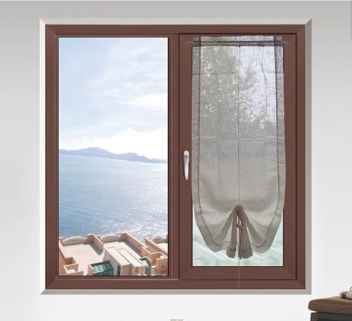 HD BRICO Tende a Pacchetto in Misto Lino, 2 Pannelli con Tasca, Stile Chic, per Camera, Balcone e Finestra (BEIGE chiaro, 45X150)