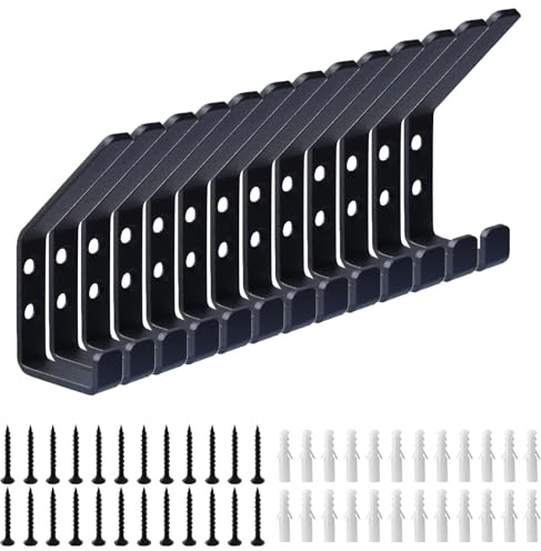 GBKDQQ 12 stycken akustiska paneler, väggkrokar, garderobskrokar, metallkrokar för akustiska paneler, 12,6 mm väggkrok för skruvning för sovrum, vardagsrum, badrum (svart)