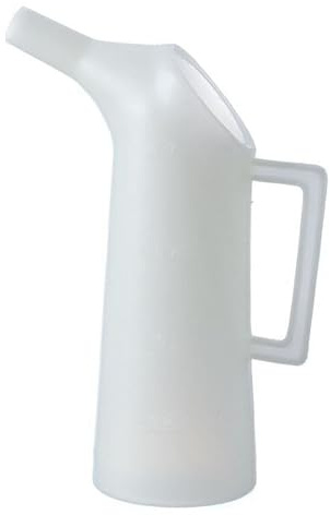 mille idee Caraffa Dosatrice in Plastica con Beccuccio – 5 Litri – Brocca Graduata con Manico, Versatore Anti-Goccia per Cucina, Laboratori, Liquidi Olio e Alimenti