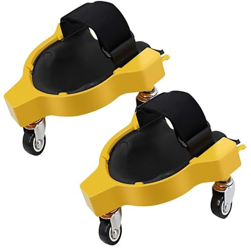 Knieschoner Arbeiten,Kneeblades Rollende Knieschützer,Kniekissen Arbeit,mit 3 Rollen,Knieschmerzen-Lindern,für Profis im Baugewerbe, Boden- und Fliesenleger,Garten- und Landschaftsbauer,1 Paar (Gelb)