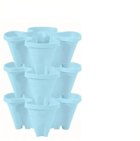 MOOILKO Torre da Giardino Verticale, fioriera impilabile a 3 Livelli, for Erbe aromatiche con rotelle mobili Verdura e Frutta(Blauw)