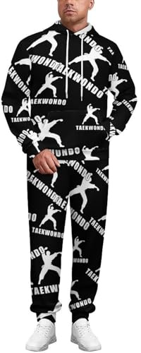 Taekwondo Logo Womens Sweatsuits 2 Piece Set Men Hoodie Outfits And Elastic Waistband Pants
