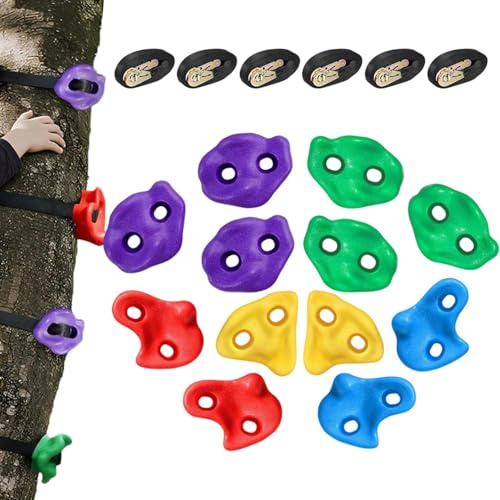 Presas de Escalada para Árbol,Set ligero de entrenamiento para circuito de obstáculos - Equipo de Entrenamiento para Circuito de Obstáculos - para Jardín Patio al Aire Libre Muro Infantil Niños Niñas