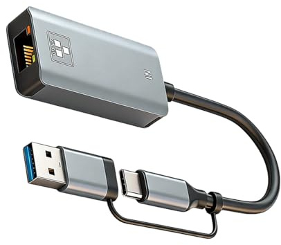 Piceioep Adaptador Ethernet de 2500 Mbps Tipo C/USB a RJ45 Adaptador de Red Ethernet Compatible Convertidor Gigabit Dongle para Escritorio Tipo C/USB Gigabit