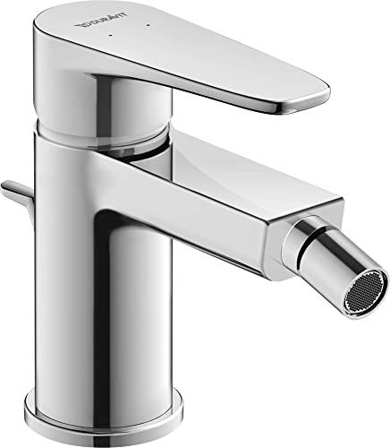 Duravit B.1 Einhebel-Bidetarmatur (Auslauf Höhe 78 mm), Bidetmischer mit Zugstangen-Ablaufgarnitur, Keramikkartusche und Temperaturbegrenzung, Chrom