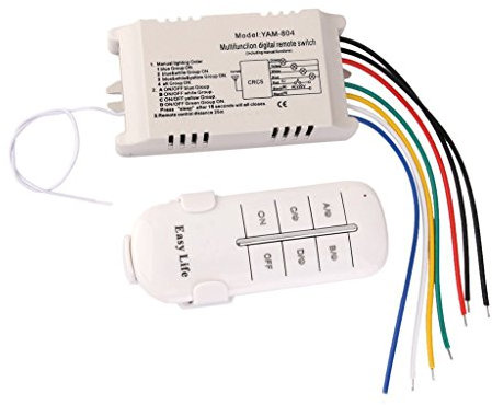 NAMVO Wall Switch and Remote Control 4-Way ON/Off Light Digital Wireless Switch 200V-245V Digital Light Radio