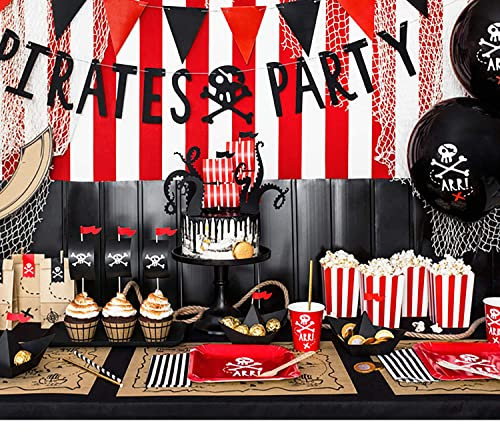 Krause & Sohn Party-Set Kindergeburtstag viele Teile Geschirr Geburtstag Dekoration Geburtstagstisch (Pirat-Natur)