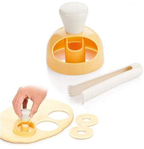 Lankater Plastic Donut Cake Mould Diy Fried Doughnut Cutter with Plier Biscuit Stamp Moulds Kitchen Baking Tool 1 Set