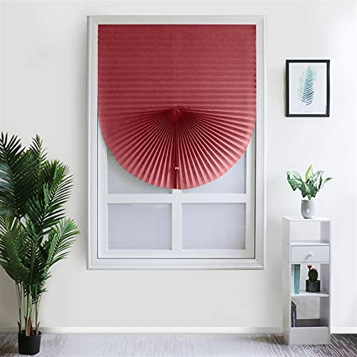 Heavyoff Faltjalousie Plissee Faltrollo Ohne Bohren mit Selbstklebend Thermo-Plissee Blickdicht für Fenster und Tür Sichtschutz und Sonnenschutz 90x150cm/35 W x 59 H Rot