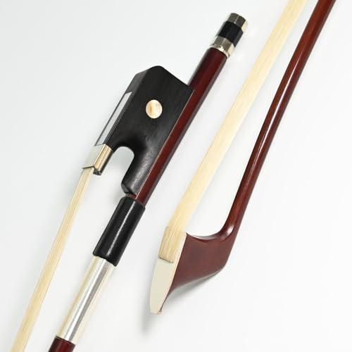 Aufrechter Kontrabass Bogen 1/2 Größe Französisches Modell Natürliches Rosshaar 300BF 68,5 cm Brasilholz Stick Ebenholz Frosch Warmton Natürliches Rosshaar Glatt Stimmgerät Easy Kolophonium