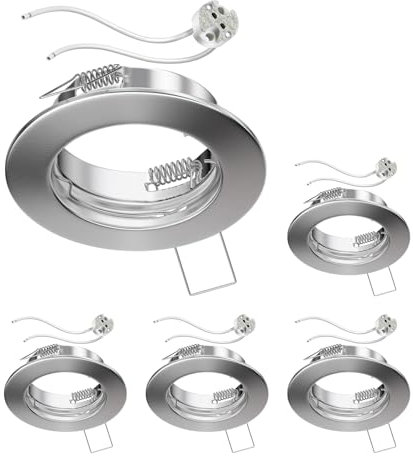 ledscom.de 5 Pieces Ceiling recessed Frame Fere recessed Frame matt Chrome (LED/halogen/MR16/50mm) incl. GU5.3 Socket