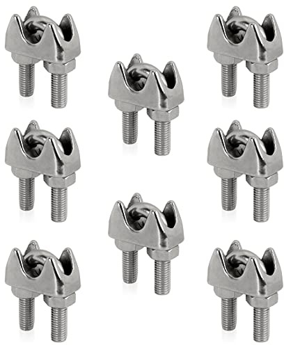 Drahtseilklemmen Seilklemme für Drahtseil Klemme Bügelseilklemme Edelstahlseil Seil Seilverbinder Seilspanner Draht Drahtklemmen Drahtseilkausche aus Edelstahl V4A von PRIOstahl 2mm x 8 Stück