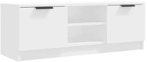 vidaXL TV Schrank Lowboard TV Möbel Tisch Board Sideboard Fernsehschrank Fernsehtisch HiFi-Schrank Weiß 102x35x36,5cm Holzwerkstoff