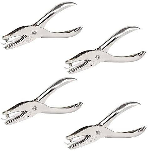 KOMUNJ 4 Stücke Metall Lochzange, Einzelloch Locher Punch, Handgehaltener Locher, Paper Hole Punch, für Papier Karten Plastikfolie Dünner Leder Foto Prüfplaketten DIY Handwerk Stanzt Papier(6mm)