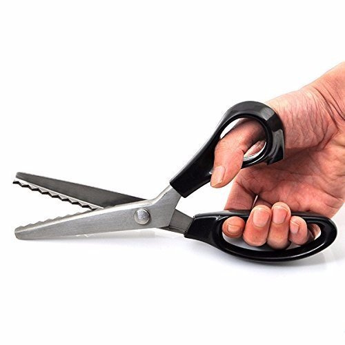 seaNpem Zackenschere, gezackt, 5 mm, Edelstahl, Schneiderschere mit Komfortgriff