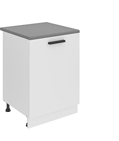 BELINI Meuble Bas avec Plan de Travail SD I Cuisine - 51,6 x 60 x 85 cm I Petit Meuble 1 Porte I Blanc Mat