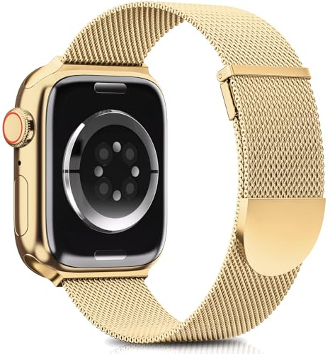 Higgs Ersatzarmband Kompatibel mit Apple Watch Armband 46mm 45mm 44mm 42mm 41 mm 40mm 38mm 49mm, Magnetisch Einstellbar Edelstahl Metall Armbänder für iWatch SE3 2 Series 11 10 9 8 7 6 5 4 Ultra3 2 1