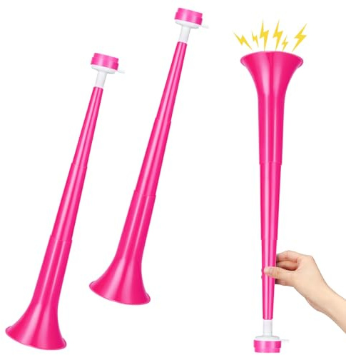2 Stück Stadionhorn 53,3 cm Vuvuzela Kunststoff-Trompeten für Sportveranstaltungen, Fußball, Karneval, Partyzubehör (Rosa)