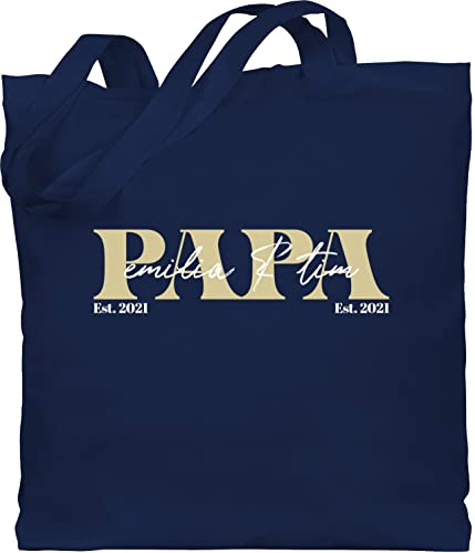 Geschenk mit Namen personalisiert by Shirtracer - Baumwolltasche - zum Vatertag - Papa Geschenk mit Namen Kinder Datum Geburtsjahr I Weihnachten I Geburtstag