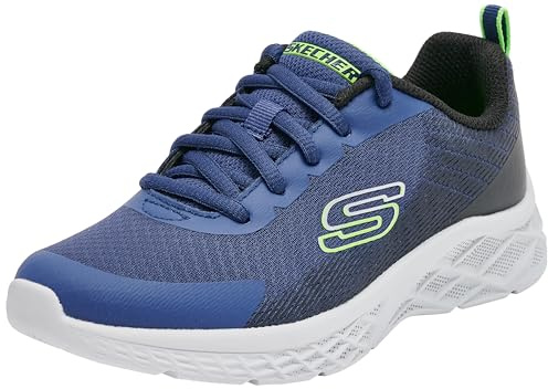 Skechers träningsskor för pojkar, Marinblå textil syntetisk svart lime trim, 32 EU