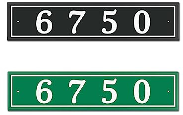 Personalisiertes, reflektierendes Adressschild, individuelles Aluminium-Adressschild für Haus, Straße, draußen, horizontales Hausnummernschild mit zwei Schrauben, 29,2 x 6,3 cm (schwarz oder grün)