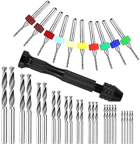 ZCYKJ 36-teiliges Mini-Handbohrer-Set zum Basteln, Stift-Schraubstock, Präzisions-Spiralbohrer mit Mini-Bohrmaschine, Schraubstock für empfindliche manuelle Arbeiten, elektronische Montage, Handwerk,